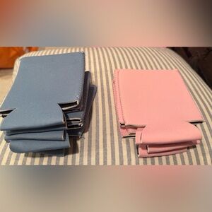 Pink and blue coozies